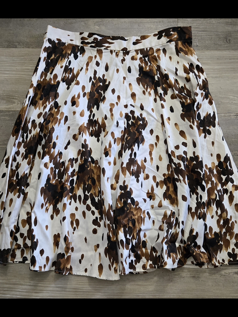 Grace White Circle Skirt with Brown and Black Spot Print NWT